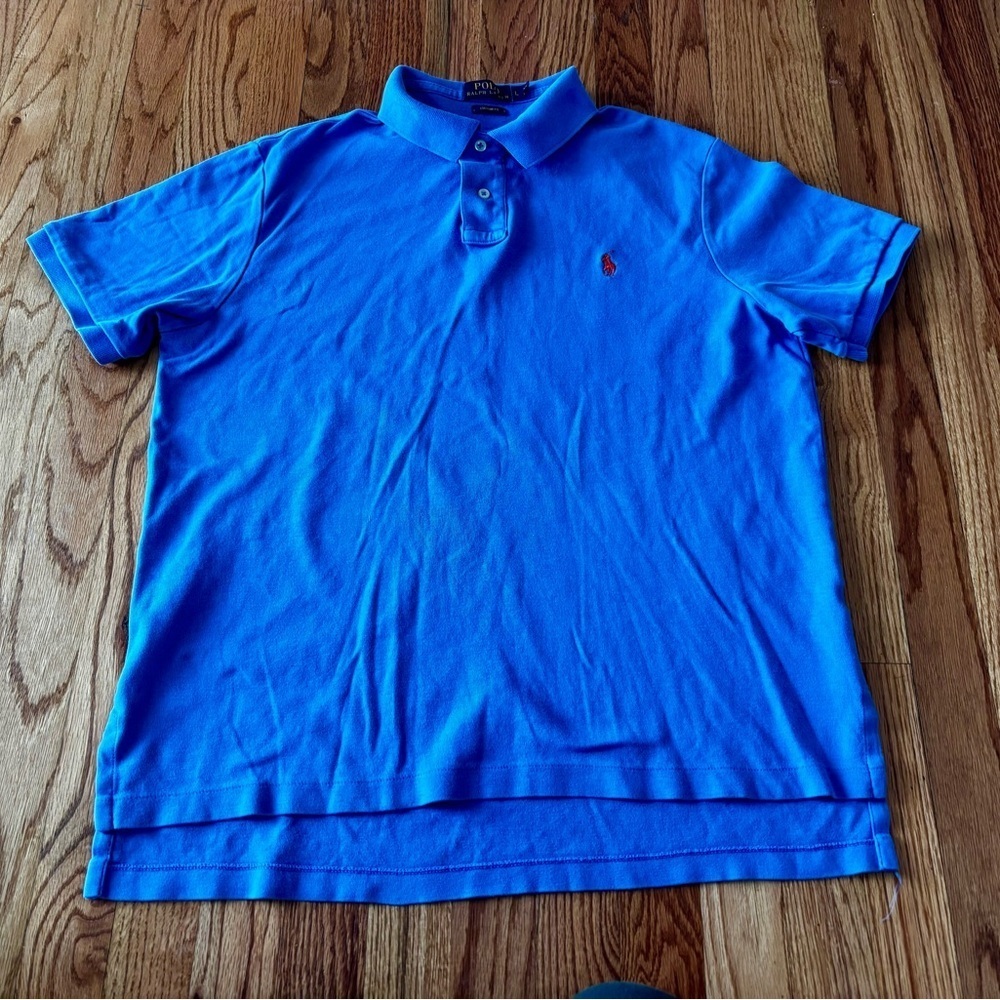 Polo by Ralph Lauren Classic Blue Polo Shirt - Custom Fit - Large